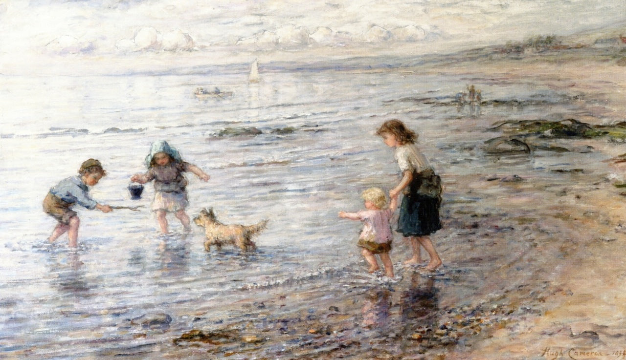 The Timid Bather, Largo Bay, vintage artwork by Hugh Cameron R.S.A., R.W.S., 12x8" (A4) Poster