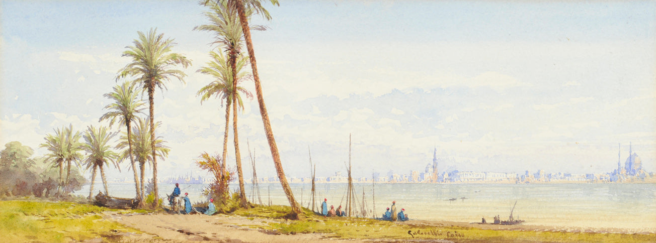 View of the Nile, vintage artwork by Gabriele Carelli, A3 (16x12") Poster Print