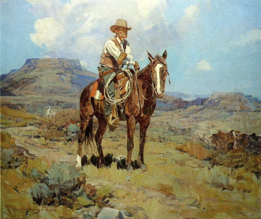 The Horse Wrangler, vintage artwork by Frank Tenney Johnson, 12x8" (A4) Poster