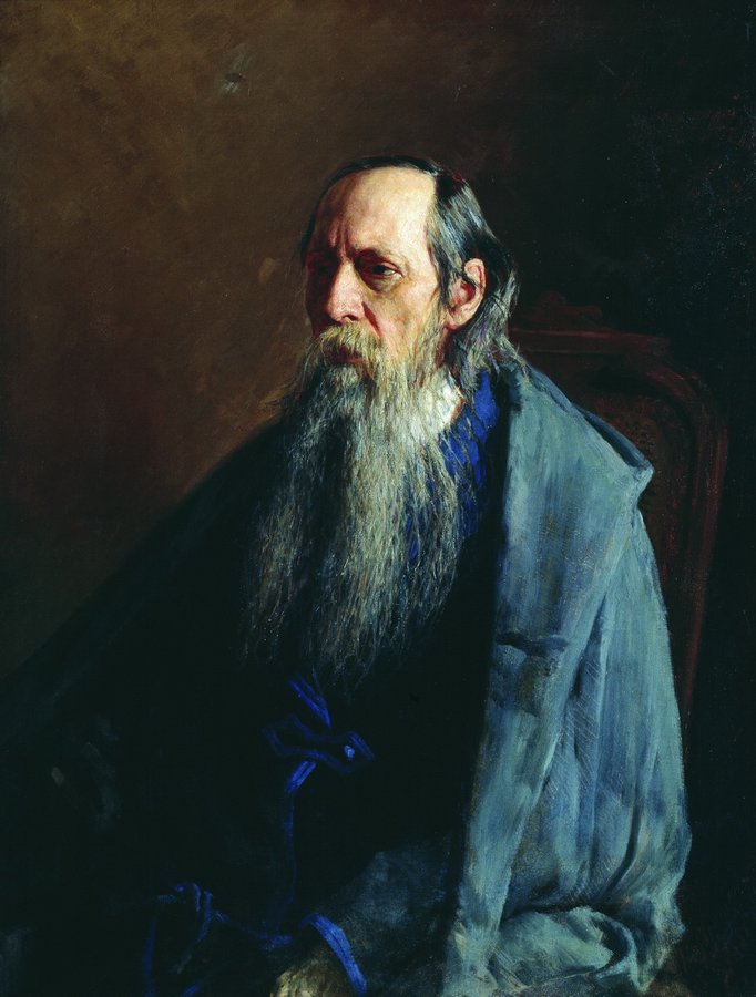Portrait of Mikhail Saltykov-Schedrin, vintage artwork by Nikolai Aleksandrovich Yaroshenko, 12x8" (A4) Poster