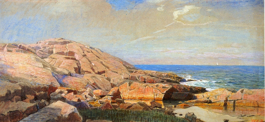 Rocky Coast of New England, vintage artwork by William Stanley Haseltine, 12x8" (A4) Poster