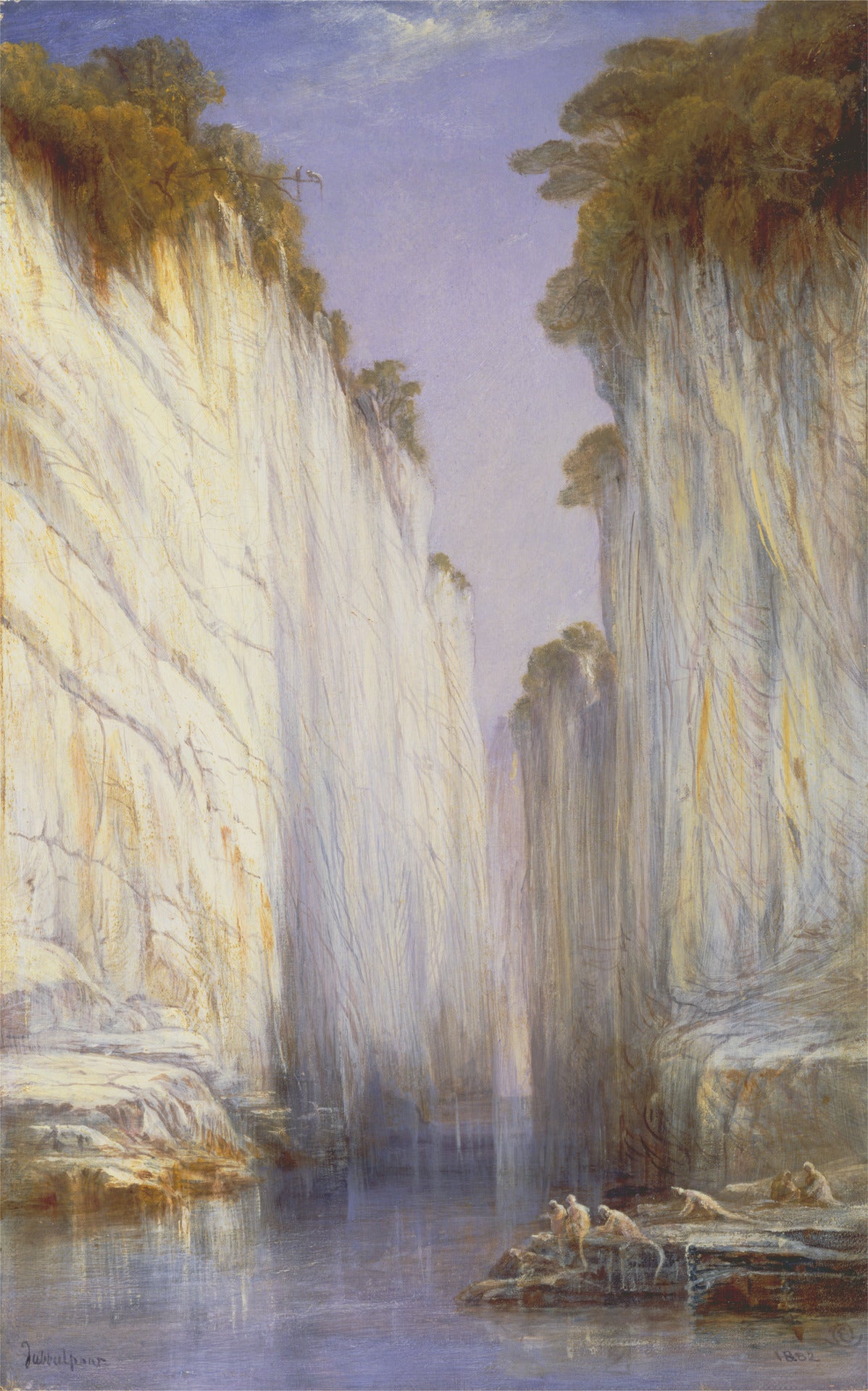 The Marble Rocks - Nerbudda Jubbolpore, vintage artwork by Edward Lear, A3 (16x12") Poster Print