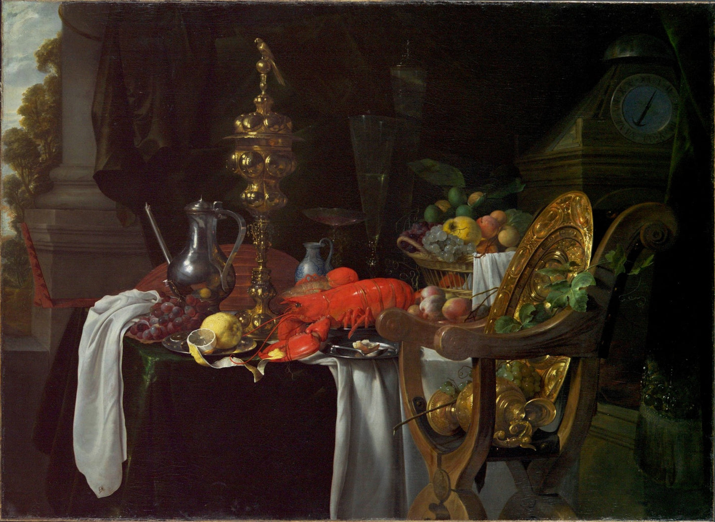 Still Life of a Banqueting Scene, vintage artwork by Jan Davidsz. de Heem, 12x8" (A4) Poster