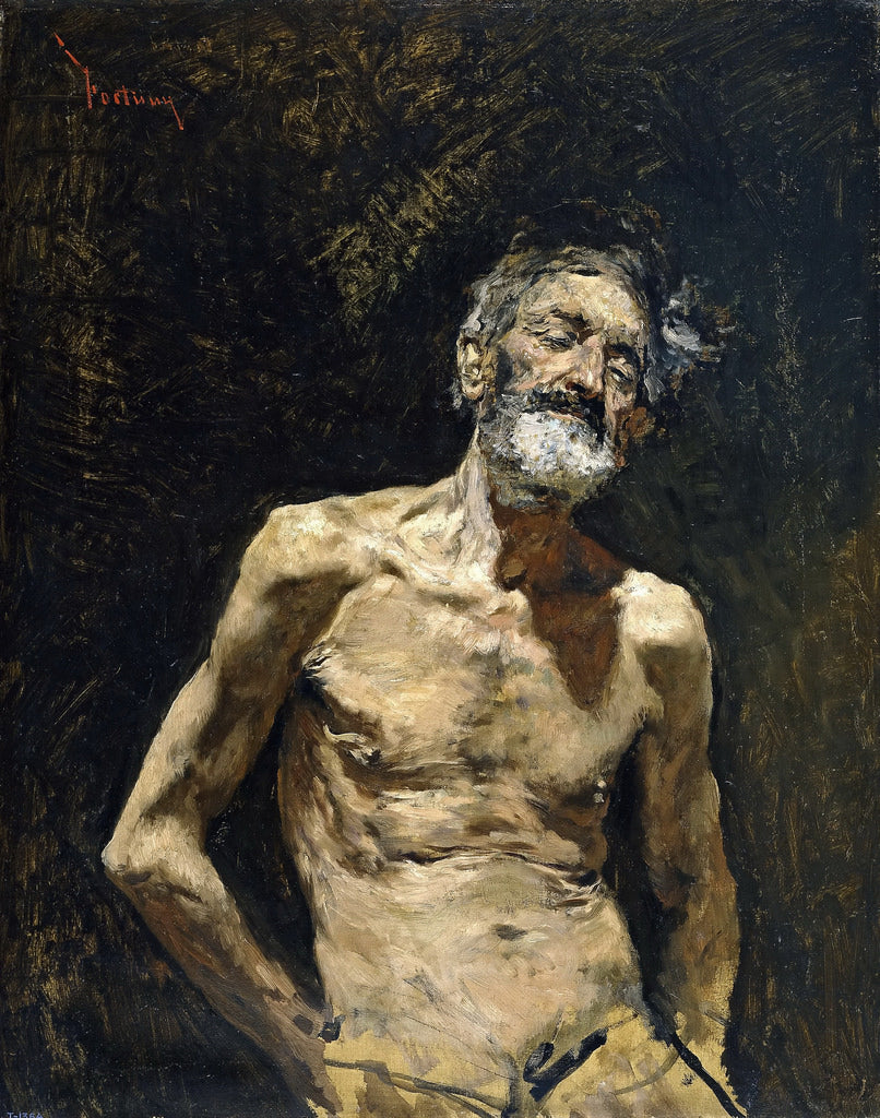 Old Man Naked in the Sun, vintage artwork by Mariàno Fortuny y Marsal, 12x8" (A4) Poster