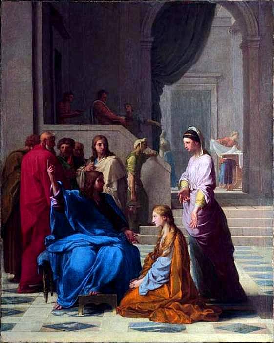 Christ at the House of Martha and Mary, vintage artwork by Eustache Le Sueur, 12x8" (A4) Poster