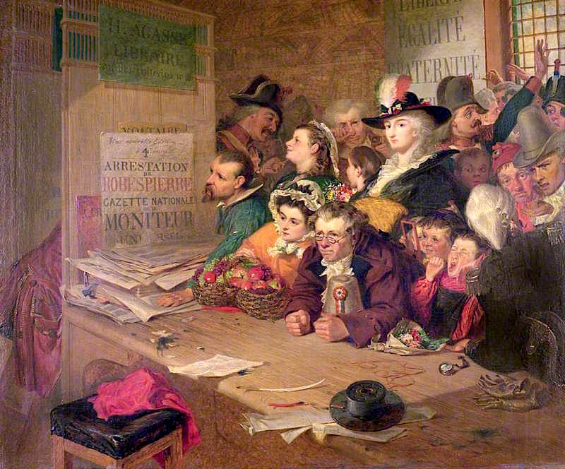 Awaiting Publication of 'Le Moniteur' for News of the Arrest of Robespierre, vintage artwork by William Fisk, 12x8" (A4) Poster
