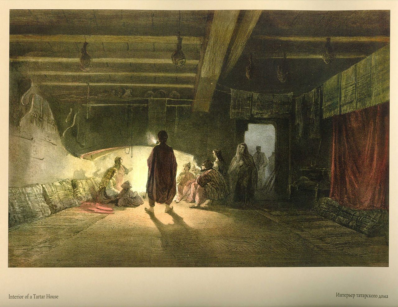 Interior of a Tatar House, vintage artwork by Carlo Bossoli, A3 (16x12") Poster Print