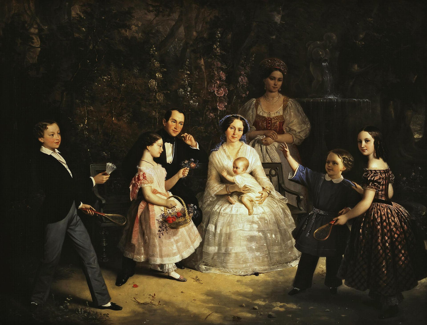 Portrait of the Family of I.P.Lesnikov, vintage artwork by Sergei Zaryanko, A3 (16x12") Poster Print
