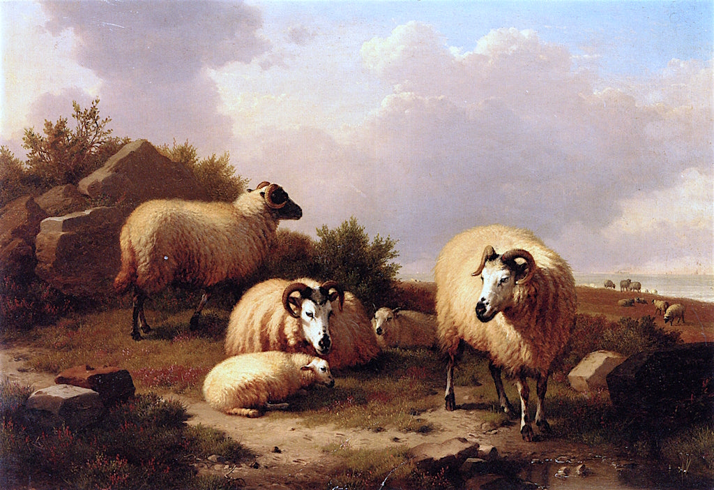 Mountain Sheep in a Landscape, vintage artwork by Eugene Verboeckhoven, A3 (16x12") Poster Print