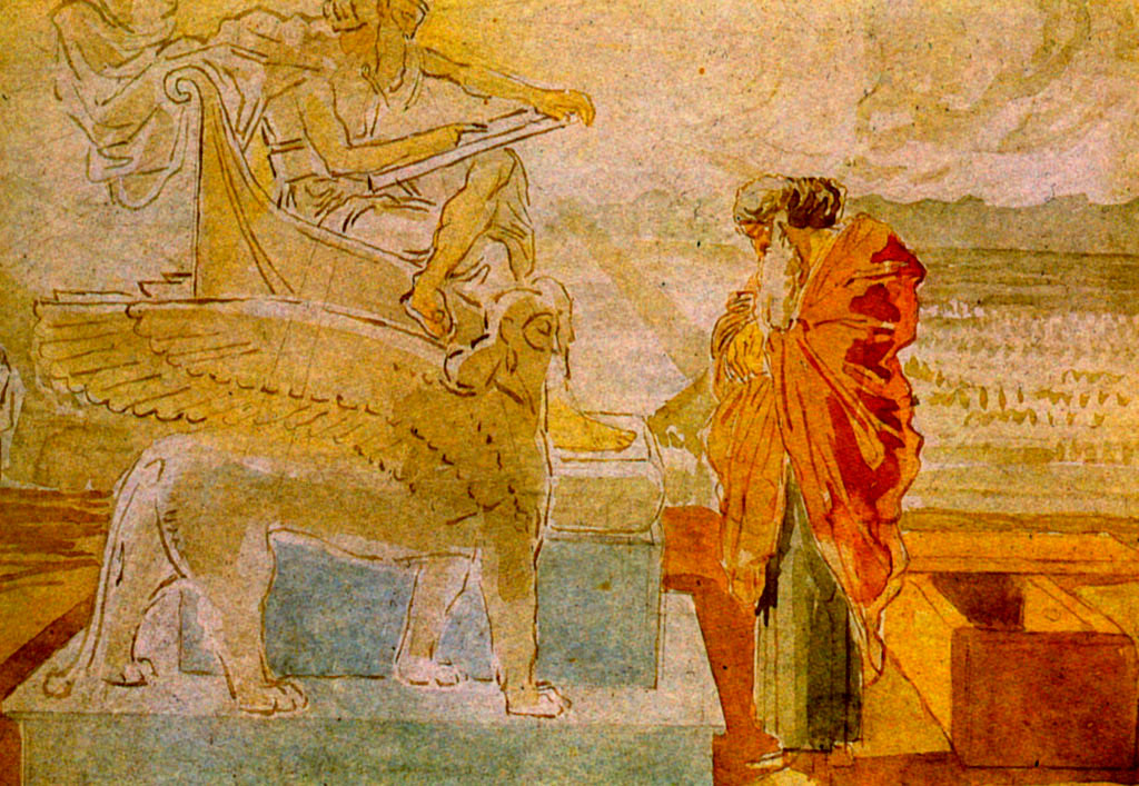 Moses before God (sketch), vintage artwork by Alexander Ivanov, A3 (16x12") Poster Print