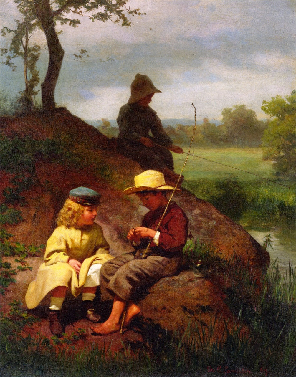 The Biddle Children on the Schuylkill, vintage artwork by George Cochran Lambdin, 12x8" (A4) Poster