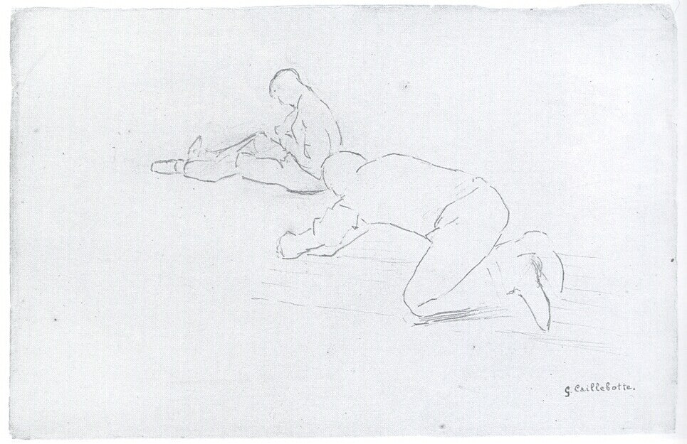 The Floor Scrapers (study), vintage artwork by Gustave Caillebotte, 12x8" (A4) Poster