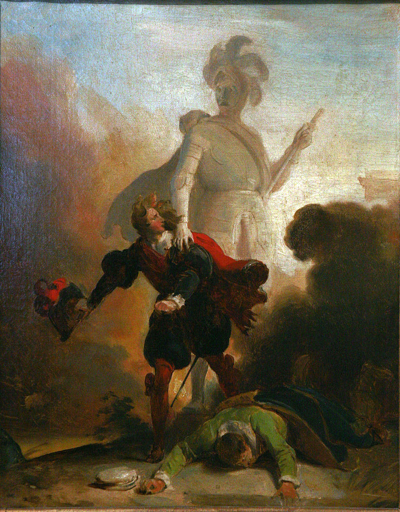 Don Juan and the Statue of the Commander, vintage artwork by Alexandre-Evariste Fragonard, 12x8" (A4) Poster