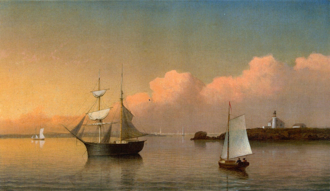 Sunset off Ten Pound Island, vintage artwork by Fitz Henry Lane, A3 (16x12") Poster Print