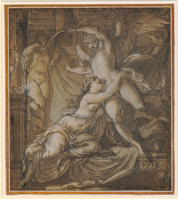 Psyche Trying to Prevent Cupid from Leaving, vintage artwork by Pierre-Paul Prud'hon, 12x8" (A4) Poster