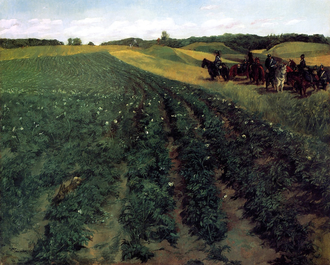 Potato Farm in Wessling, vintage artwork by Wilhelm Trübner, 12x8" (A4) Poster