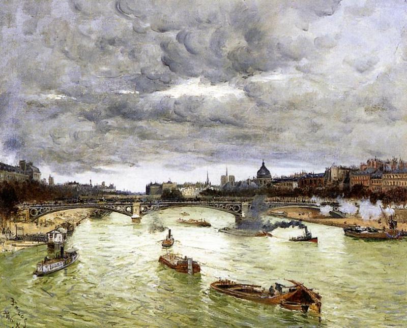 eine at Paris with the Pont du Carousel by Frank Myers Boggs,A3(16x12")Poster
