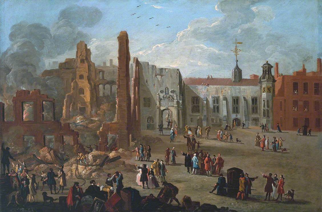 The Inner Temple after the Fire of 4 January 1737, vintage artwork by Richard Wilson, R. A., 12x8" (A4) Poster