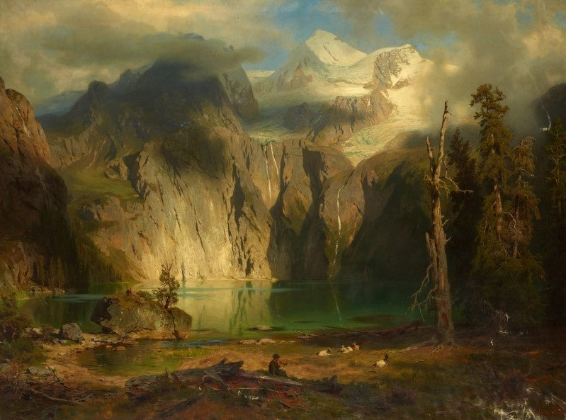 Öschinensee near Kandersteg in the Canton of Berne, vintage artwork by August Wilhelm Leu, A3 (16x12") Poster Print