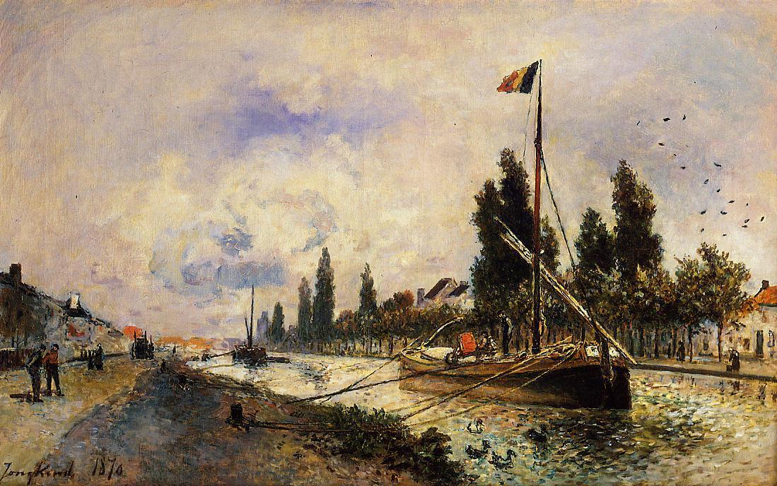 The Barge on the Canal near Paris, vintage artwork by Johan Barthold Jongkind, A3 (16x12") Poster Print