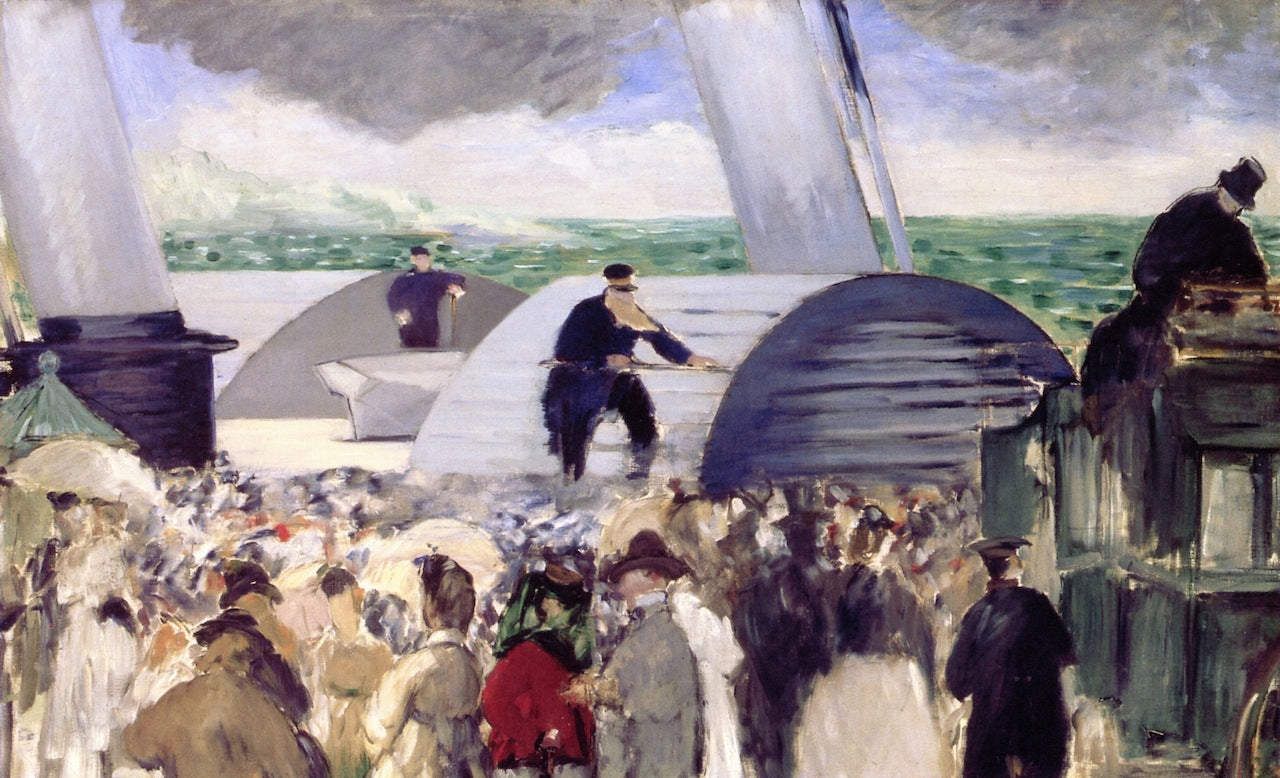 Departure of the Folkstone Boat - The Large Study, vintage artwork by Édouard Manet, 12x8" (A4) Poster