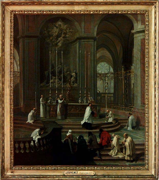 Mass in Notre-Dame, vintage artwork by Jean Jouvenet, 12x8" (A4) Poster