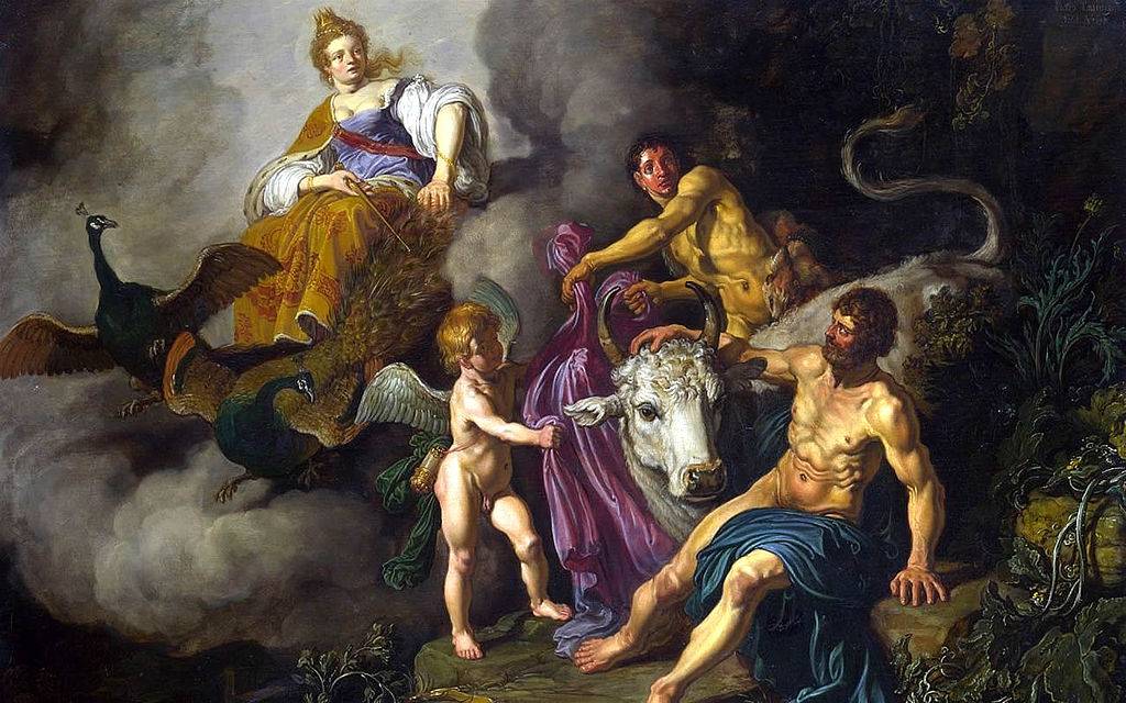 Juno Discovering Jupiter with Io, vintage artwork by Pieter Lastman, 12x8" (A4) Poster