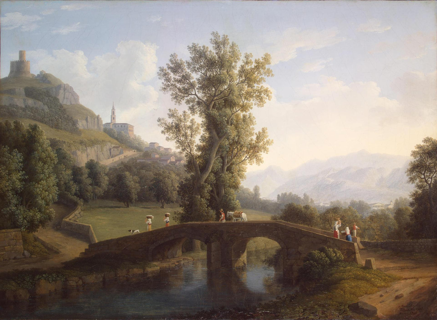 View of Montesarchio, vintage artwork by Jakob Philipp Hackert, 12x8" (A4) Poster
