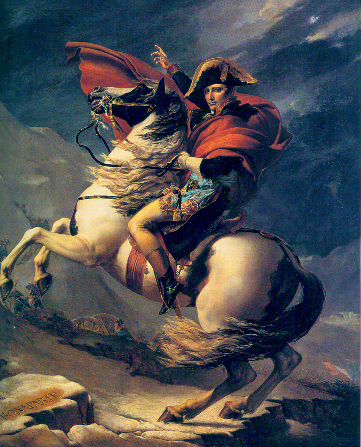 Napoleon Crossing the Alps (Versailles 2), vintage artwork by Jacques-Louis David, 12x8" (A4) Poster
