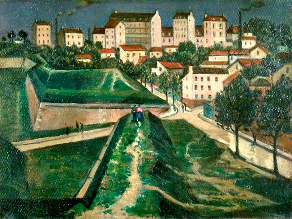 Paris Fortifications, vintage artwork by Christopher Nevinson, 12x8" (A4) Poster