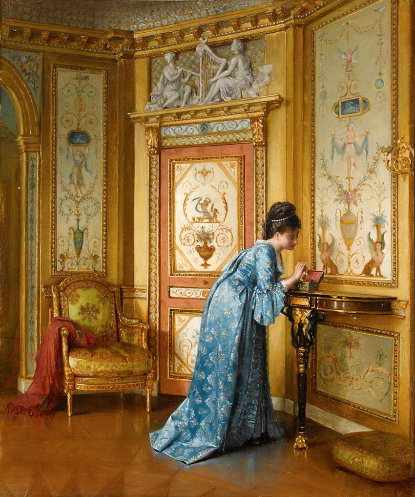 Boudoir of Marie Antoinette, vintage artwork by Moses Wight, 12x8" (A4) Poster