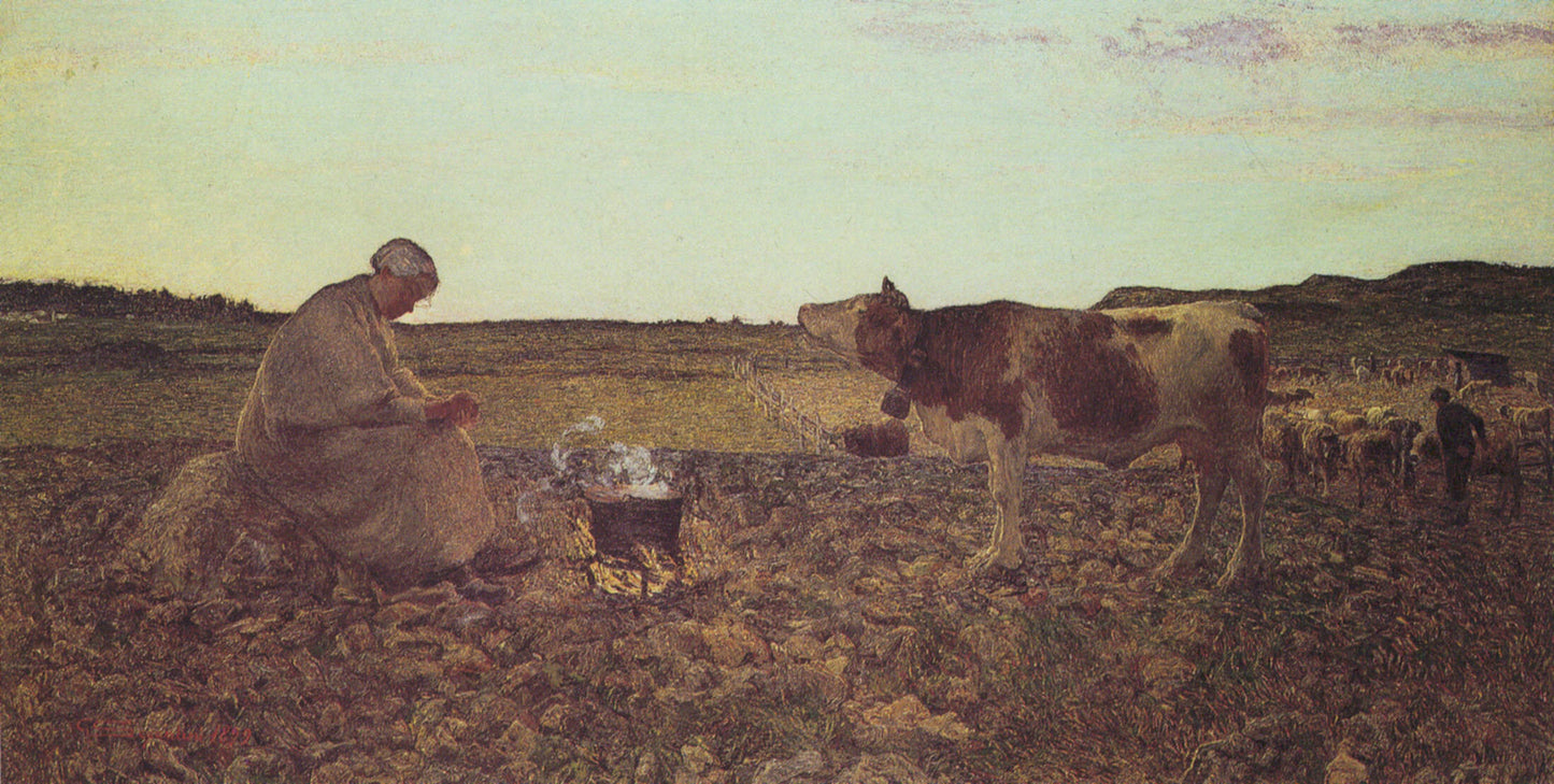 The Sad Hour, vintage artwork by Giovanni Segantini, 12x8" (A4) Poster