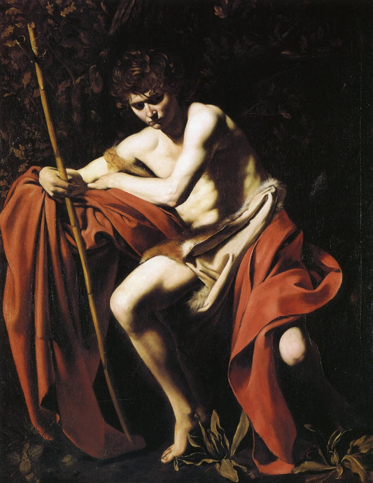 St. John the Baptist, vintage artwork by Caravaggio, 12x8" (A4) Poster
