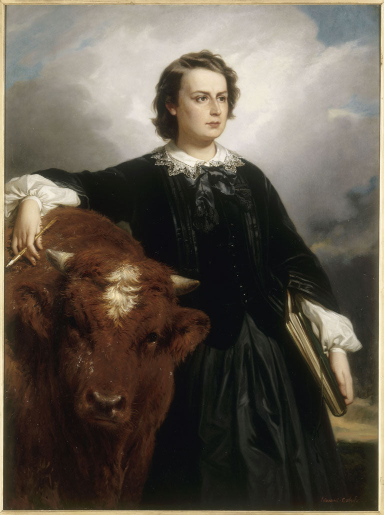 Rosa Bonheur with bull, vintage artwork by Edouard Louis Dubufe, A3 (16x12") Poster Print