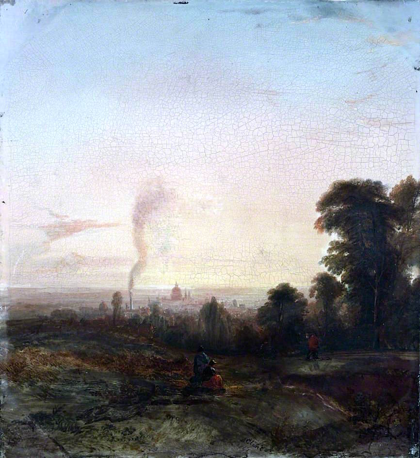 Morning: London from Highgate, vintage artwork by Alfred Clint, A3 (16x12") Poster Print