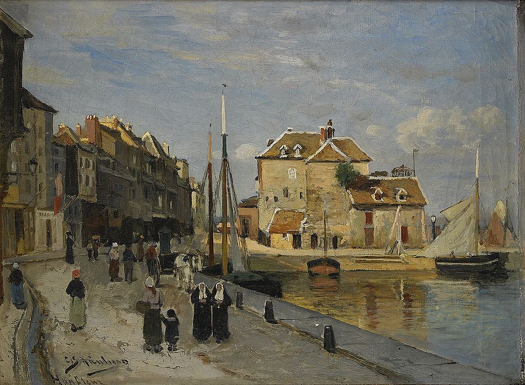 Harbor in Honfleur, vintage artwork by Carl Skanberg, 12x8" (A4) Poster