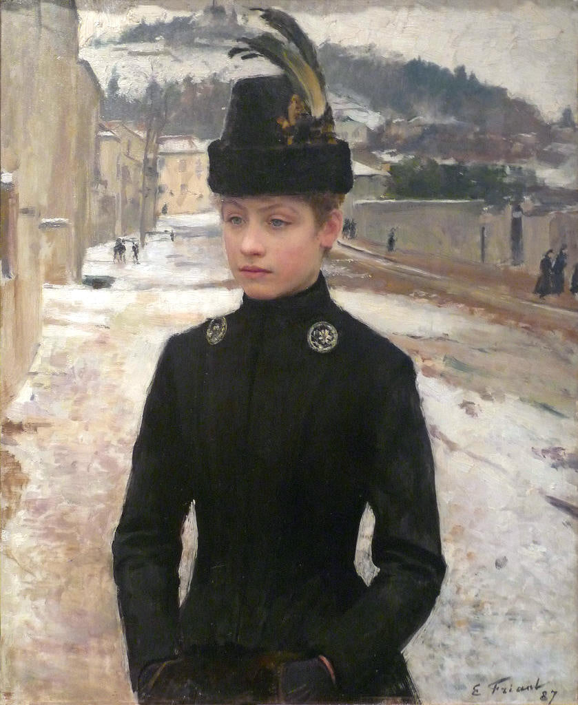 Young Woman of Nancy in a Winter Landscape by emile Friant,A3(16x12")Poster