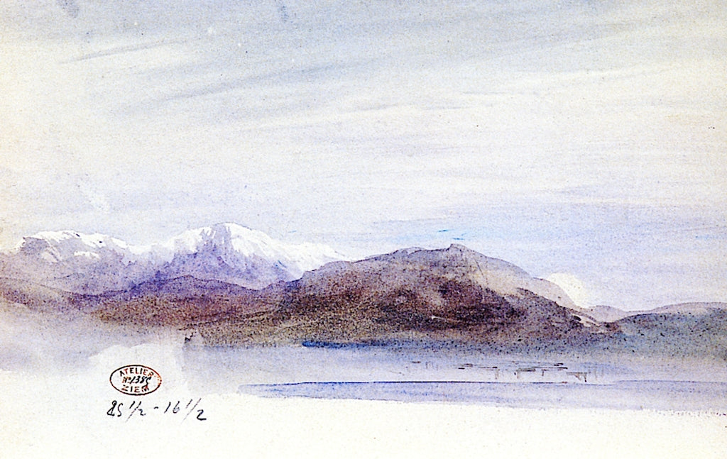 Antibes, montagnes enneigees, vintage artwork by Felix-Francois-Georges-Philbert Ziem, 12x8" (A4) Poster