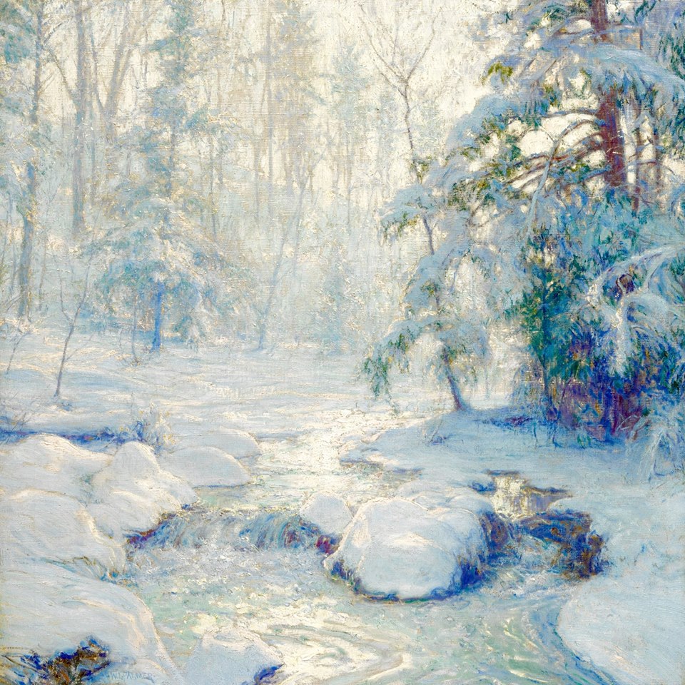 Sunlight on December Snow, vintage artwork by Walter Launt Palmer, 12x8" (A4) Poster