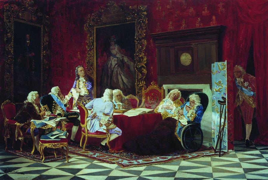 A.P. Volynsky at a Meeting of the Cabinet of Ministers, vintage artwork by Valery Yakobi, 12x8" (A4) Poster