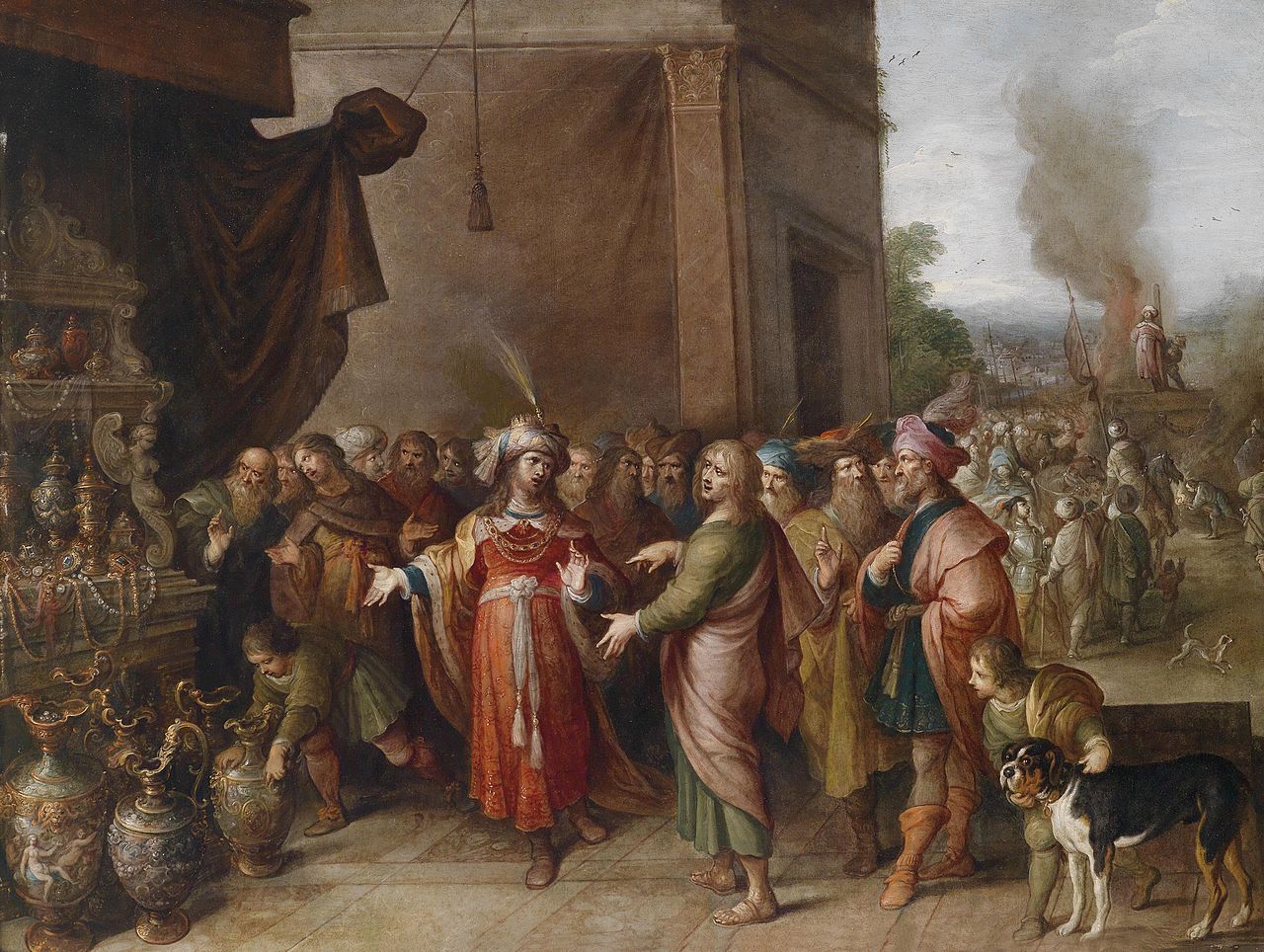 Croesus showing his treasures to Solon, vintage artwork by Frans Francken the Younger, 12x8" (A4) Poster