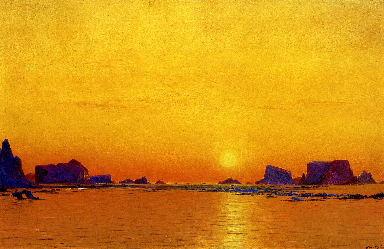 Ice Floes under the Midnight Sun, vintage artwork by William Bradford, 12x8" (A4) Poster