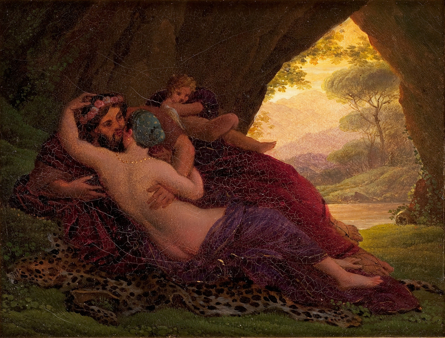 Anacreon with his Mistress and Cupid, vintage artwork by Anne-Louis Girodet de Roussy-Trioson, 12x8" (A4) Poster