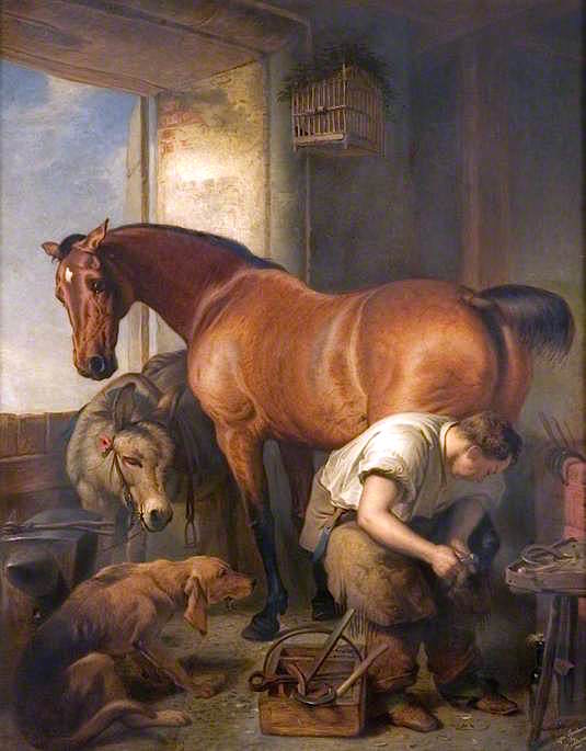 The Blacksmith (copy after Edwin Henry Landseer), vintage artwork by Julia A. Gambardella, 12x8" (A4) Poster
