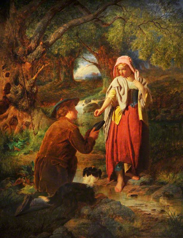 The Betrothal of Burns and Highland Mary, vintage artwork by William Henry Midwood, 12x8" (A4) Poster