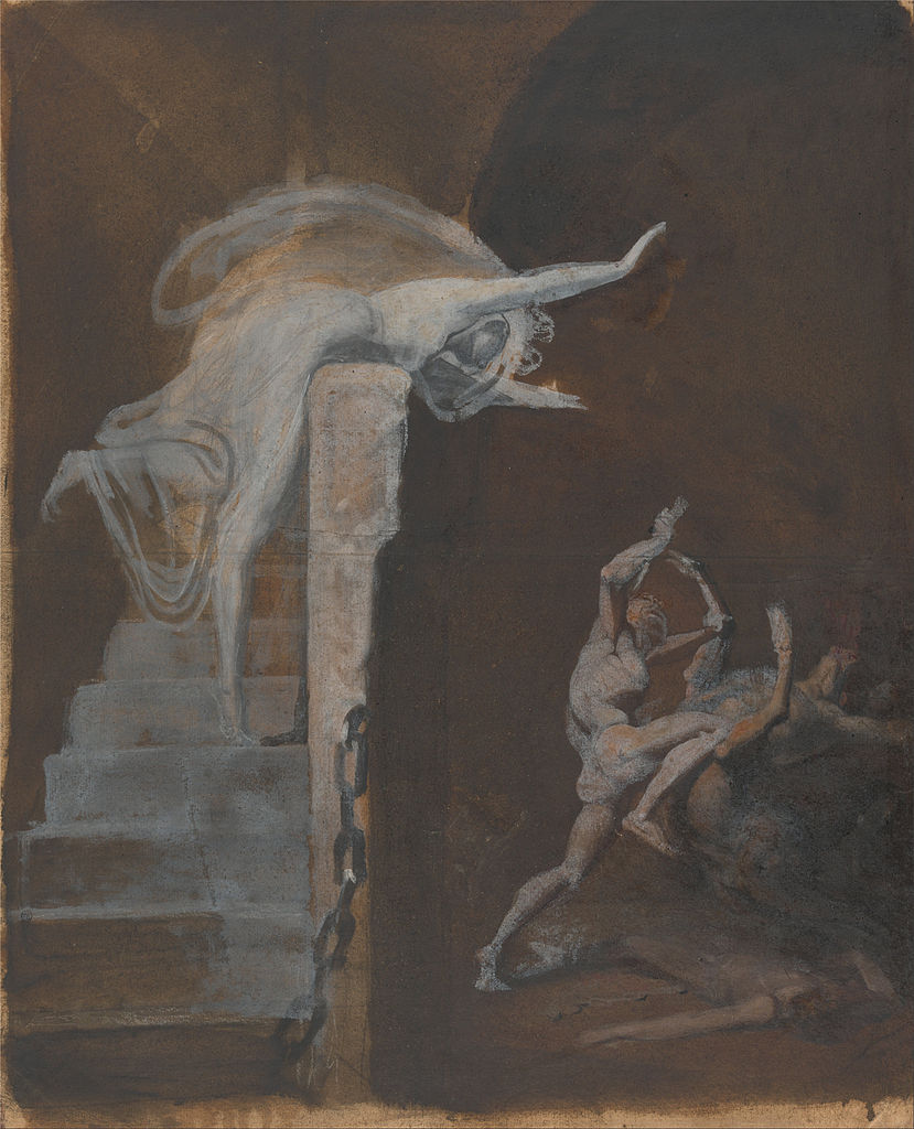 Ariadne Watching the Struggle of Theseus with the Minotaur, vintage artwork by Johann Heinrich Füseli, 12x8" (A4) Poster