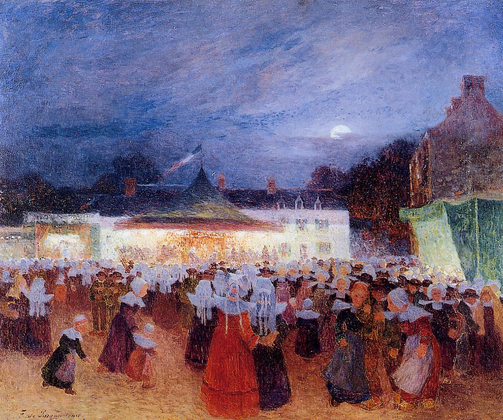 Carnival at Night, vintage artwork by Ferdinand du Puigaudeau, 12x8" (A4) Poster