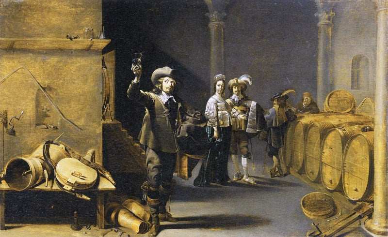 The Wine Connoisseurs, vintage artwork by Jacob Duck, 12x8" (A4) Poster