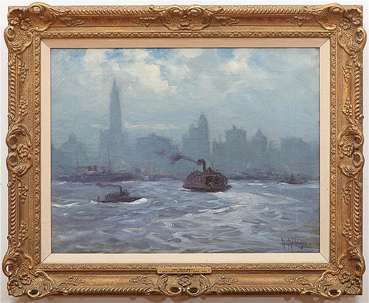 New York Harbor at Dusk by Hal Robinson,16x12(A3) Poster