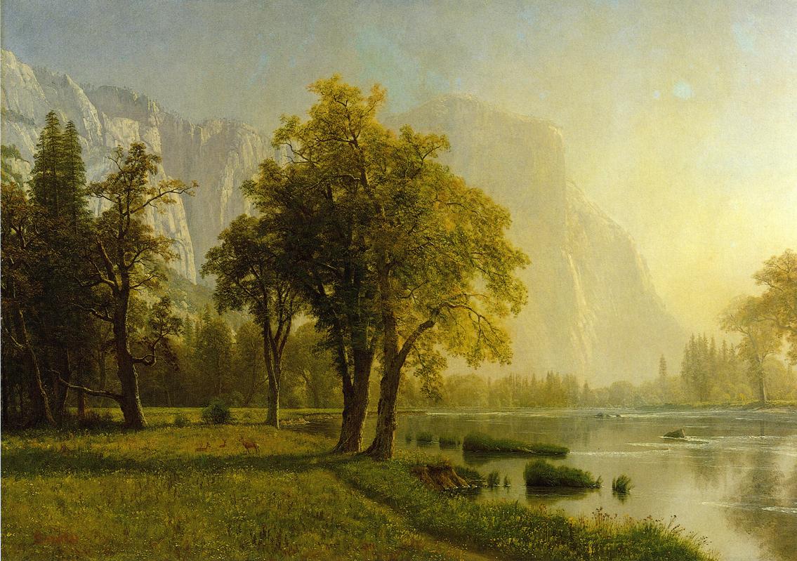 El Capitan, Yosemite Valley, vintage artwork by Albert Bierstadt, 12x8" (A4) Poster
